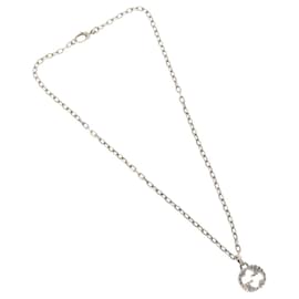 Collar de colgante de cadena entrelazada G grabada Gucci en plata esterlina grande Plata
