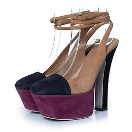 Escarpins plateforme en daim tricolore Yves Saint Laurent Multicolore