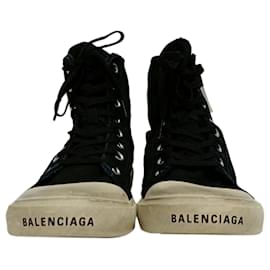 Balenciaga-Tênis de cano alto Balenciaga Paris em lona azul marinho-Marrom,Vermelho