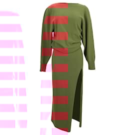 Jacquemus-Jacquemus La Robe Jemaa Maxi Dress with Slit in Rust Wool-Other,Orange