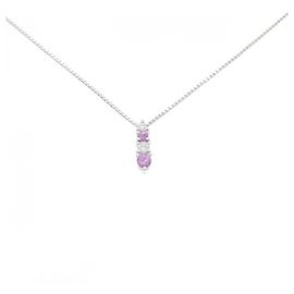 Tasaki Platinum Sapphire Diamond Necklace Silvery Metallic