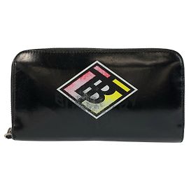 Burberry Leather Logo Graphic Long Wallet Black