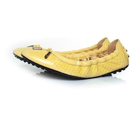 Sapatilhas de balé em couro de python amarelo Tod's Amarelo