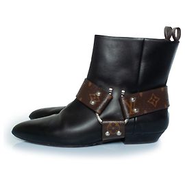 Botas de tornozelo de couro Rhapsody Louis Vuitton Preto