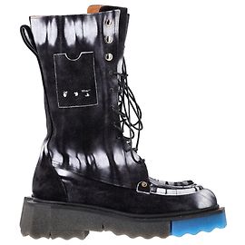 Off White Bottes de combat en suède noir tie-dye Off-White Noir