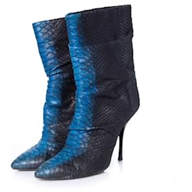 Botas meia em couro de Python Giuseppe Zanotti Azul