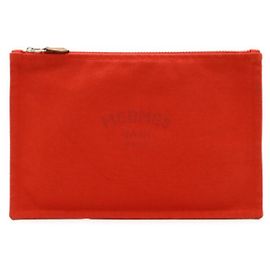 Hermès Hermes Yachting GM Canvas Leather Clutch Bag Red