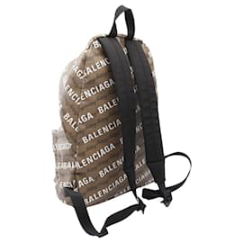 Balenciaga-Mochila de lona revestida em PVC Balenciaga Signature-Marrom