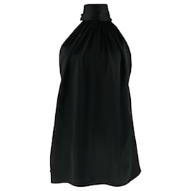 Saint Laurent-Saint Laurent Halterneck Bow Top-Black