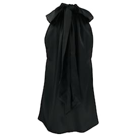Saint Laurent-Saint Laurent Halterneck Bow Top-Black