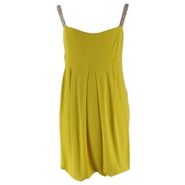 AKRIS Yellow Dress with Embellished Straps Yellow
