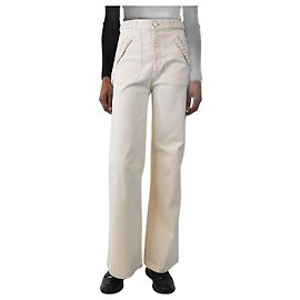 Masscob Ivory wide-leg jeans - size UK 8 Cream
