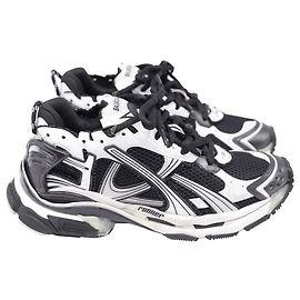 Balenciaga Runner Sneakers in Black and White Polyurethane Black