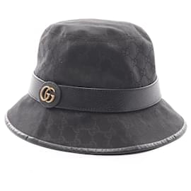 Gucci-Chapéu GG Canvas GG Marmont em nylon, poliéster e algodão da Gucci-Preto
