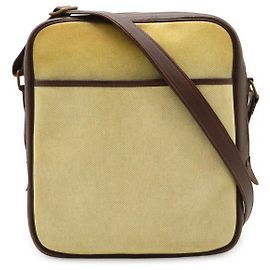 Bolsa mensageiro de couro Victoria Hermès bege e marrom Marrom Bege