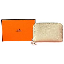 Hermès Hermes Zip and Go Leather Coin Card Case White