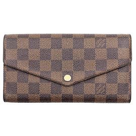 Cartera Larga Sarah Damier de Lona de Louis Vuitton Castaño