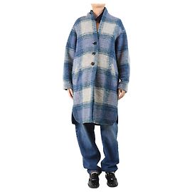 Isabel Marant Etoile Blue check wool-blend coat - size UK 12 Blue
