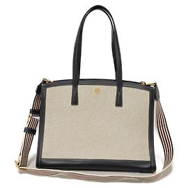 Tory Burch Walker Large Canvas 2way Tote Bag Brown Beige