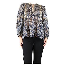 Isabel Marant Etoile Blusa floreale trasparente blu navy - taglia UK 8 Blu navy