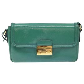 Prada Borsa a spalla in pelle Saffiano verde lucido Verde
