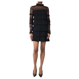 Isabel Marant Schwarzes Mini-Kleid mit Rüschendetails - Größe UK 6 Schwarz