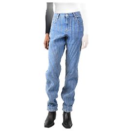 Thierry Mugler Blue denim panelled jeans - size UK 6 Blue