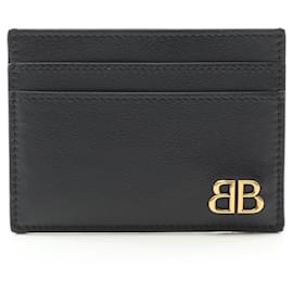 Balenciaga-Porta-cartões de couro MONACO da Balenciaga-Preto