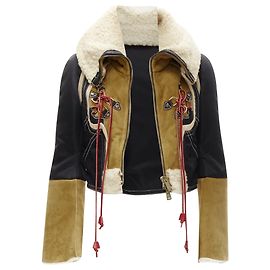 jaqueta aviador vintage DSQUARED2 em camurça marrom com pele e nylon IT40 S Marrom