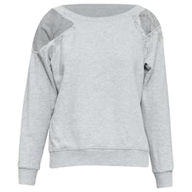 Saint Laurent-SAINT LAURENT 2013 Hedi Slimane grey silver chain cold shoulder sweater XS-Grey
