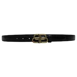 Balenciaga-Cinto de couro Balenciaga BB Thin Belt-Preto