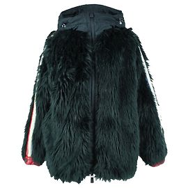 MONCLER Weste mit Kapuze aus Kunstfell Schwarz