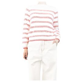 Bellerose Pull rayé rouge et blanc - taille UK 12 Blanc