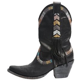 Autre Marque Black leather cowboy boots - size EU 36 (UK 3) Black