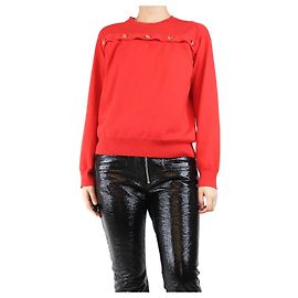 Bottega Veneta Roten Knopf-Front-Pullover - Größe M Rot
