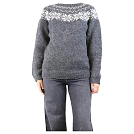 Autre Marque Grau Fairisle Pullover - Größe UK 12 Grau