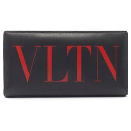 Valentino Garavani Valentino VLTN Logo Leather Bifold Wallet Black