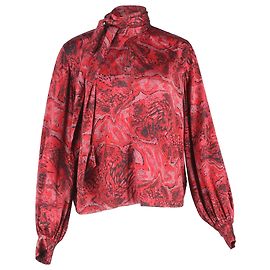 Blusa de satén rojo con estampado de serpiente Ganni Roja