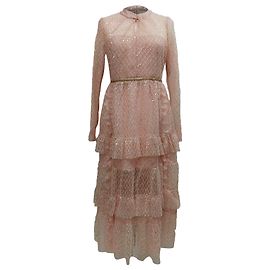 Self portrait Robe Midi en Dentelle Self-Portrait en Polyester Rose Marron Rose