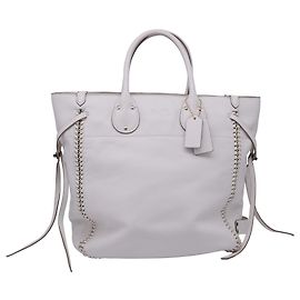 Coach Tatum Tall Tote Bag in White Leather White Cream