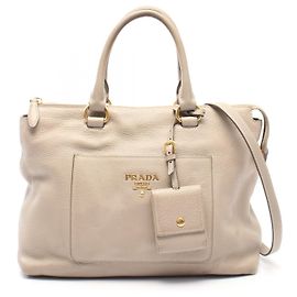 Bolsa de couro VIT DAINO da Prada Marrom Bege