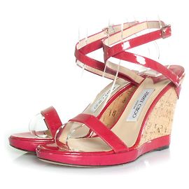 Jimmy Choo fuchsia sandal with cork wedge Pink