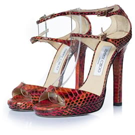 Sandália de python Jimmy Choo em laranja e rosa Laranja