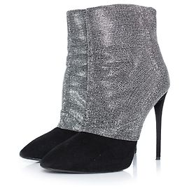 Giuseppe Zanotti crystal mesh ankle boots Silvery Metallic
