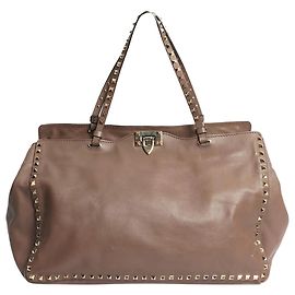 Valentino Braune Rockstud-Leder-Tote Braun