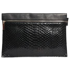 Victoria Beckham Black snakeskin embossed clutch Black