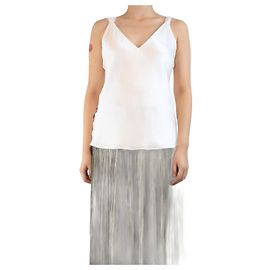 Roksanda Top sem mangas de seda creme em satin - tamanho UK 12 Cru