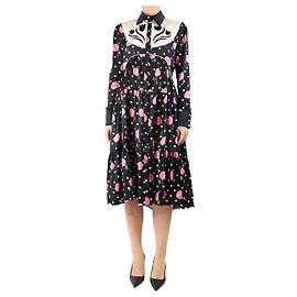 Paco Rabanne Robe florale noire style western - taille UK 10 Noir
