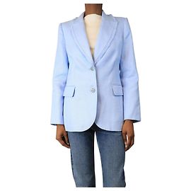 Zimmermann Veste Tama en lin bleu - taille UK 8 Bleu