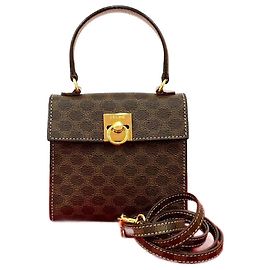Céline Celine Macadam 2way Handbag Brown